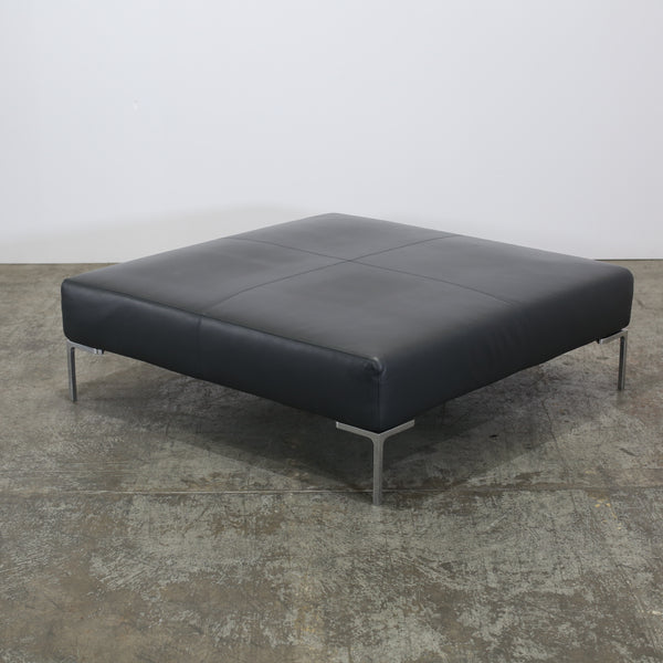 B&B Italia Charles Black Leather Ottoman