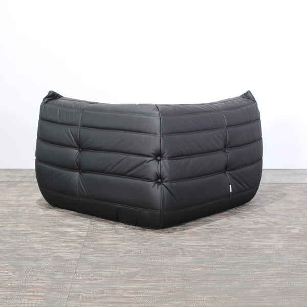 Ligne Roset by Michel Ducaroy Black Leather Togo Sofa, Set of Three