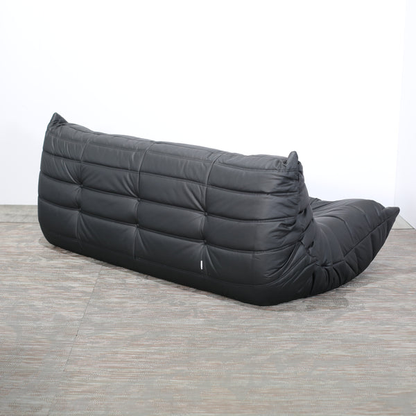 Ligne Roset by Michel Ducaroy Black Leather Togo Sofa, Set of Three