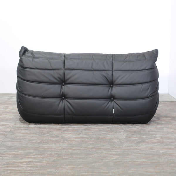 Ligne Roset by Michel Ducaroy Black Leather Togo Sofa, Set of Three