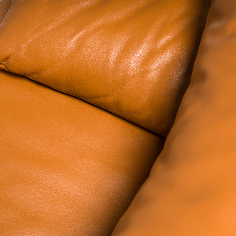 Cassina by Vico Magistretti Maralunga Tan Leather Two-Seater Sofa