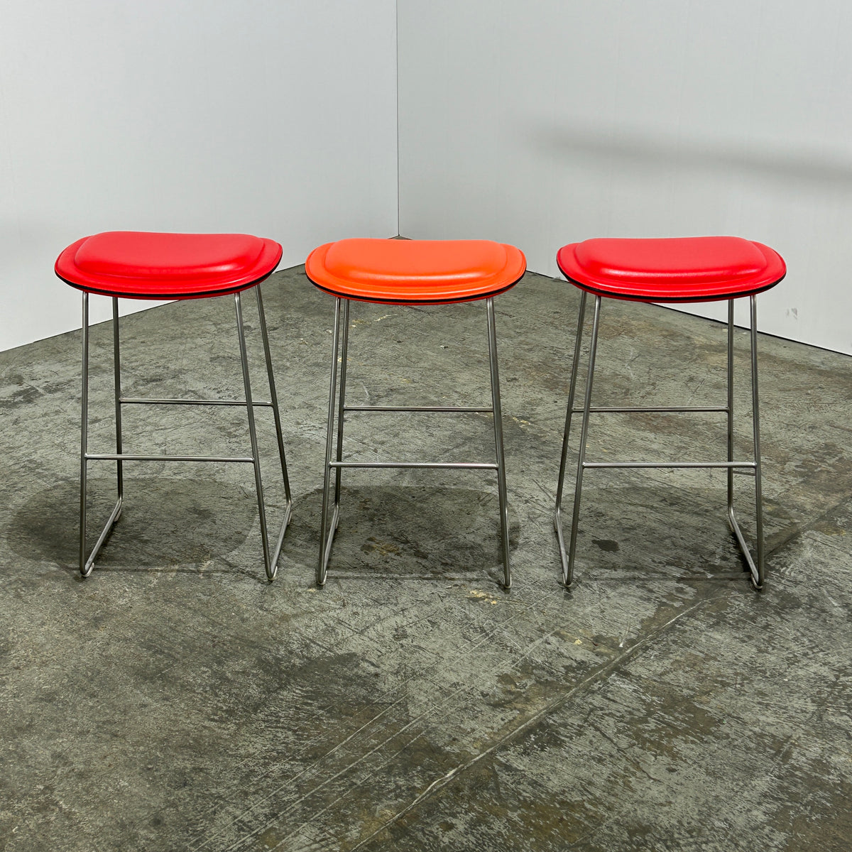 Cappellini Red Hi Pad Bar Stool by Jasper Morrison, Set of Two