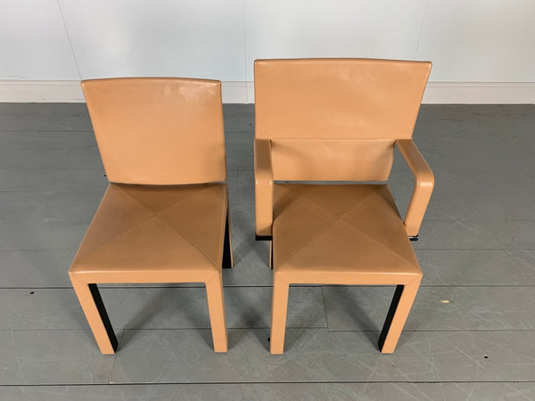 B&B Italia Arcadia Dining Chairs in Tan Gamma Leather, Set of 8 @ REHAUS