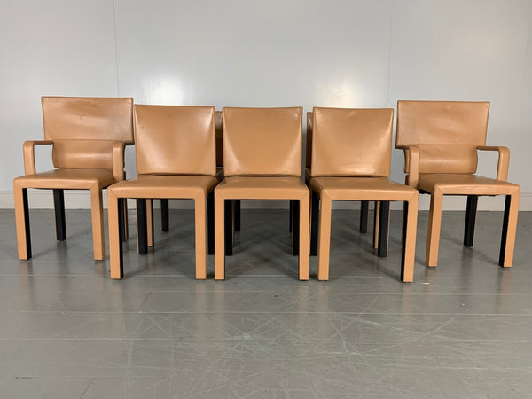 B&B Italia Arcadia Dining Chairs in Tan Gamma Leather, Set of 8 @ REHAUS