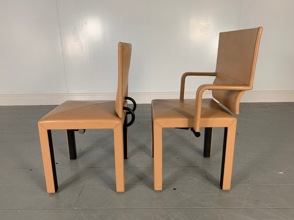 B&B Italia Arcadia Dining Chairs in Tan Gamma Leather, Set of 8 @ REHAUS