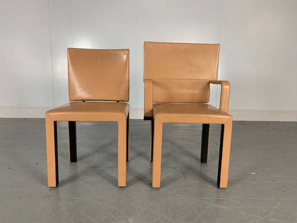 B&B Italia Arcadia Dining Chairs in Tan Gamma Leather, Set of 8 @ REHAUS
