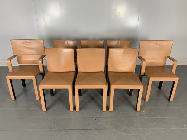B&B Italia Arcadia Dining Chairs in Tan Gamma Leather, Set of 8 @ REHAUS