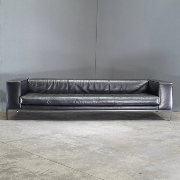 B&B Italia Black Leather Simplex Simplice Sofa - REHAUS - B&B Italia