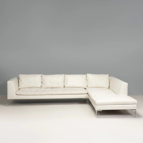 B&B Italia by Antonio Citterio Ivory Cream Leather Charles Corner Sofa - REHAUS - Antonio Citterio