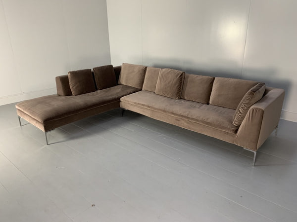 B&B Italia Charles Sofa - L - Shape Sectional - In Soft Pink Velvet @ REHAUS