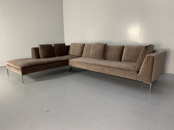 B&B Italia Charles Sofa - L - Shape Sectional - In Soft Pink Velvet @ REHAUS