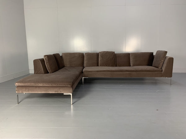 B&B Italia Charles Sofa - L - Shape Sectional - In Soft Pink Velvet @ REHAUS