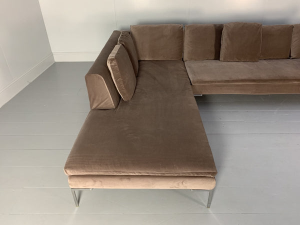 B&B Italia Charles Sofa - L - Shape Sectional - In Soft Pink Velvet @ REHAUS