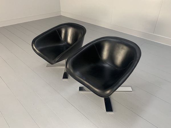 B&B Italia Mart Swivel Armchairs - In Black Pelle Leather and Metal, Set of 2 @ REHAUS