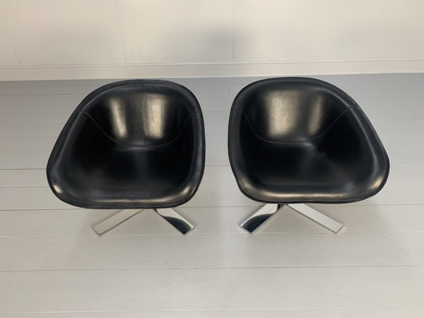 B&B Italia Mart Swivel Armchairs - In Black Pelle Leather and Metal, Set of 2 @ REHAUS