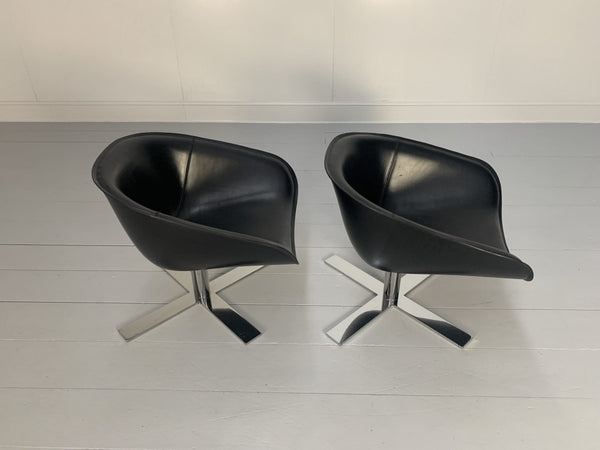 B&B Italia Mart Swivel Armchairs - In Black Pelle Leather and Metal, Set of 2 @ REHAUS