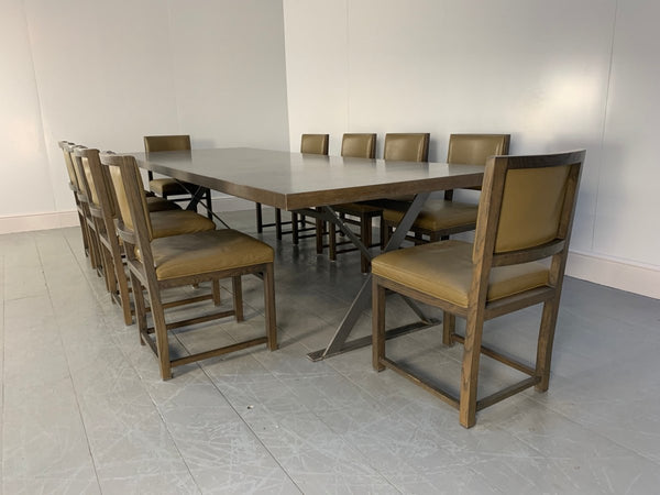 B&B Italia Max Dining Table & 10 Maxalto Dining Chairs in Grey Oak & Leather @ REHAUS