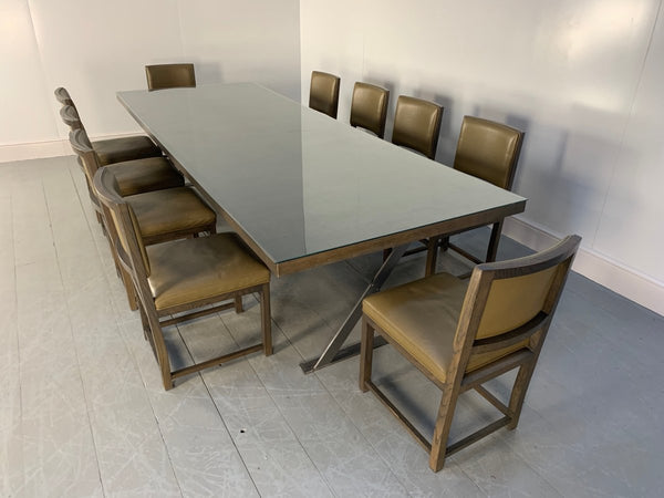 B&B Italia Max Dining Table & 10 Maxalto Dining Chairs in Grey Oak & Leather @ REHAUS