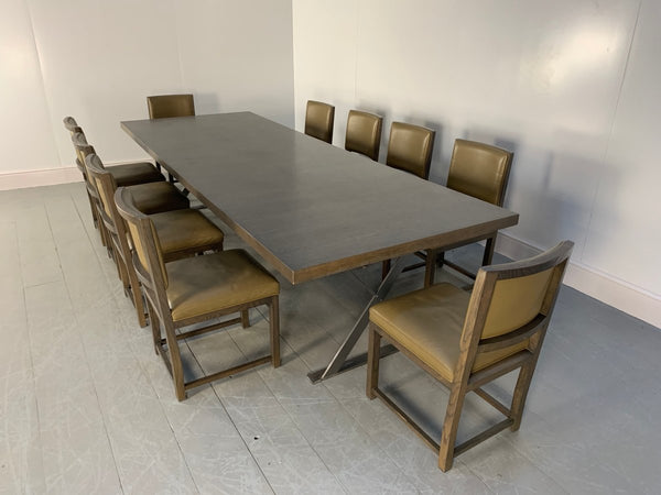 B&B Italia Max Dining Table & 10 Maxalto Dining Chairs in Grey Oak & Leather @ REHAUS