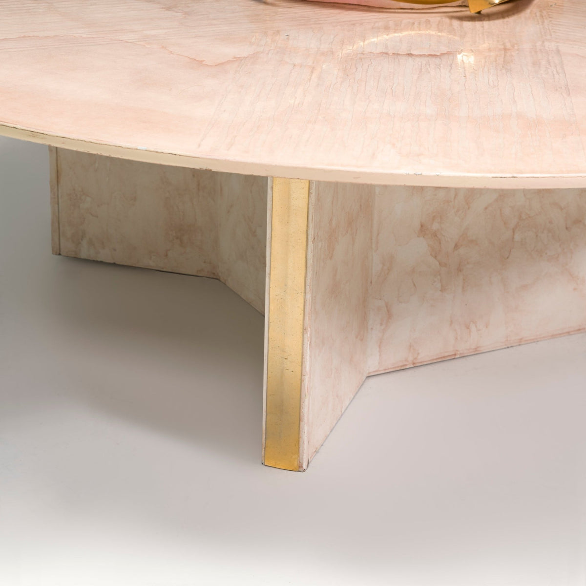 Belgium Marc D'haenens Pink Round Coffee Table, Quartz and Brass – REHAUS