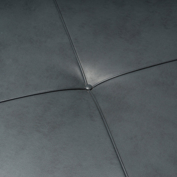 Bespoke Dark Grey Leather Square Ottoman - REHAUS - Bespoke