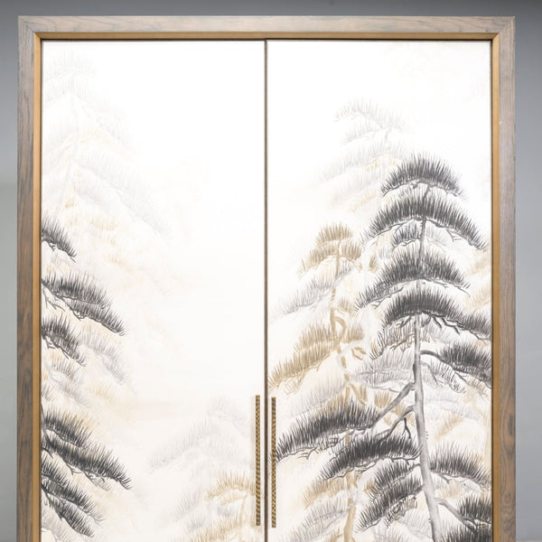 Bespoke Media Cabinet With Hand Painted Oriental Silk Print - REHAUS - Bespoke