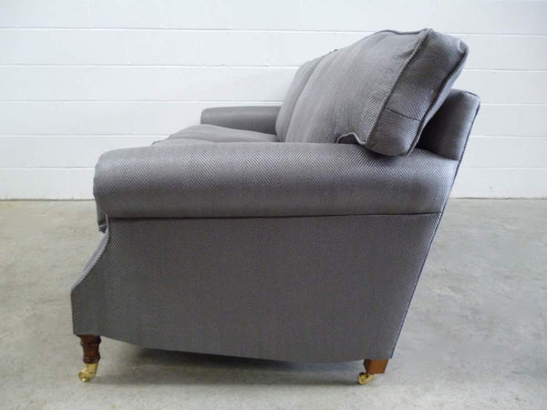 Bespoke Scroll - Arm 2.5 - Seat Sofa in Romo Zinc Herringbone Fabric @ REHAUS
