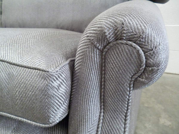 Bespoke Scroll - Arm 2.5 - Seat Sofa in Romo Zinc Herringbone Fabric @ REHAUS