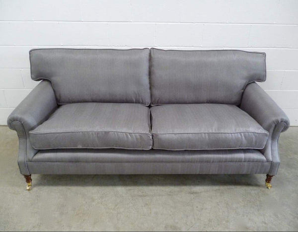 Bespoke Scroll - Arm 2.5 - Seat Sofa in Romo Zinc Herringbone Fabric @ REHAUS