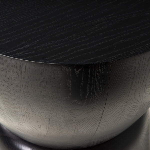 Black Wood Drum Industrial Side Tables, Set of 2 - REHAUS - Bespoke