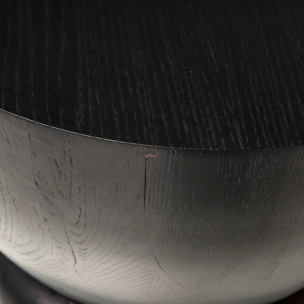 Black Wood Drum Industrial Side Tables, Set of 2 - REHAUS - Bespoke