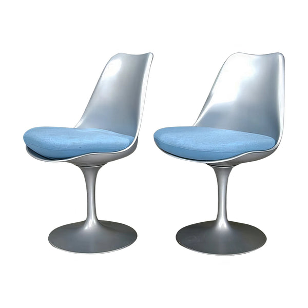 Blue Knoll Tulip Chair by Saarinen, Set of 2 - REHAUS - Knoll