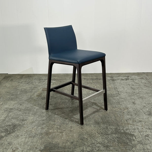 Cattelan Italia Arcadia Blue Leather Bar Stools by Paolo Cattelan, Set of Four @ REHAUS