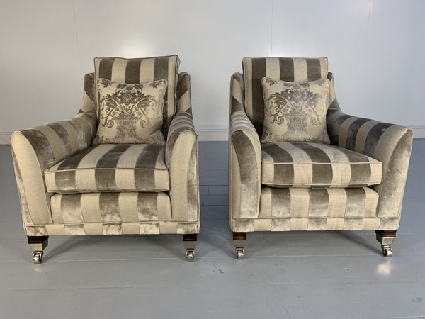Duresta Hornblower Sofa & 2 Horatio Armchair Suite - In Silver Stripe Velvet @ REHAUS