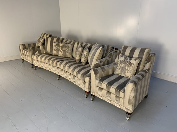 Duresta Hornblower Sofa & 2 Horatio Armchair Suite - In Silver Stripe Velvet @ REHAUS