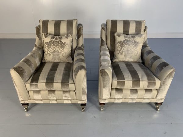 Duresta Hornblower Sofa & 2 Horatio Armchair Suite - In Silver Stripe Velvet @ REHAUS