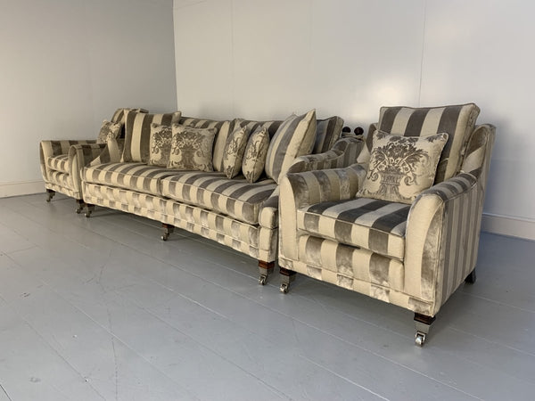 Duresta Hornblower Sofa & 2 Horatio Armchair Suite - In Silver Stripe Velvet @ REHAUS