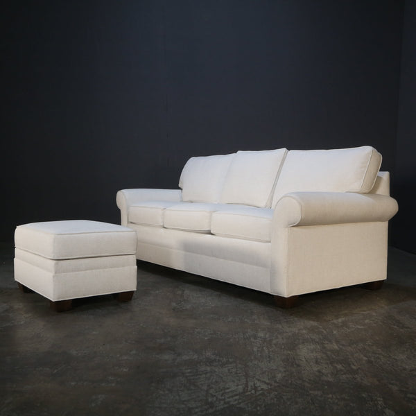 Ethan Allen Bennett Roll Arm Sleeper Sofa & Ottoman @ REHAUS