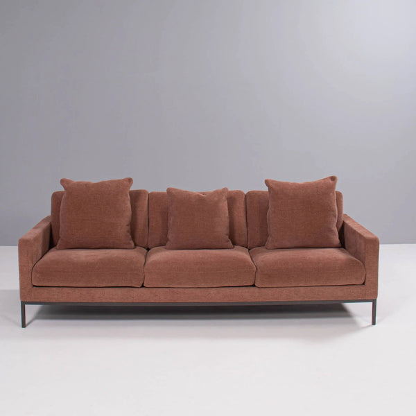 Florence Knoll for Knoll Dusky Pink Fabric Relax Sofa - REHAUS - Florence Knoll