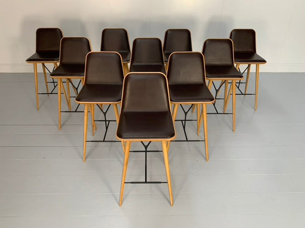 Fredericia Spine Counter Bar Stools - In Brown Leather & Oak (10 Available) @ REHAUS