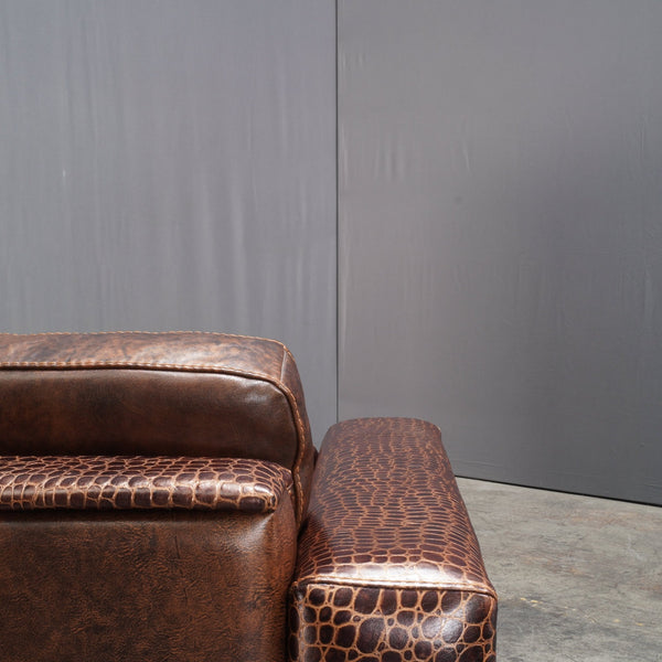 Gamma Arredamenti Brown Crocodile Leather 2 Seater Kelly Sofa @ REHAUS