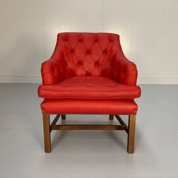 George Smith Georgian Leather Armchair - In Vintaged Red Leather @ REHAUS