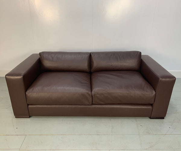 George Smith Leather Sofa - Signature Square - Large 2.5 - Seat Sofa in Brown Leather @ REHAUS