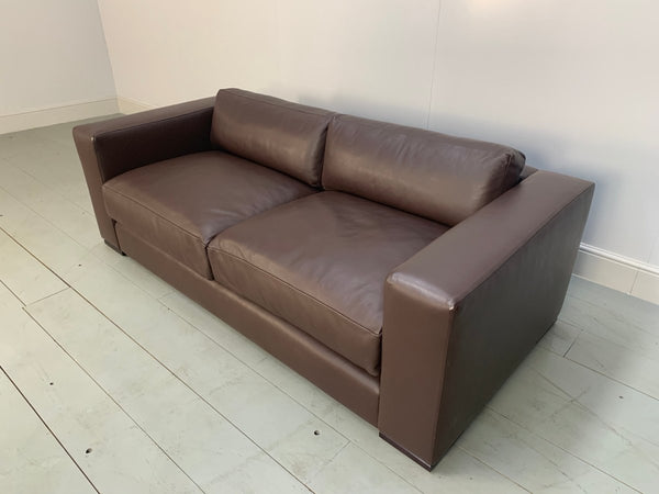 George Smith Leather Sofa - Signature Square - Large 2.5 - Seat Sofa in Brown Leather @ REHAUS