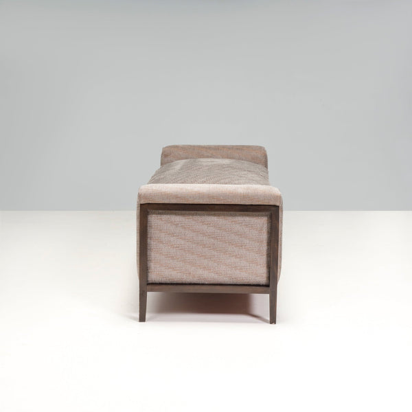 Grey Upholstered Bench with Carved Wooden Frame - REHAUS - Bespoke