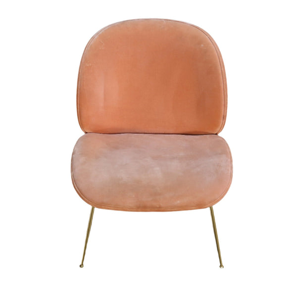 Gubi Beetle Pink Velvet Lounge Chair by GamFratsei @ REHAUS