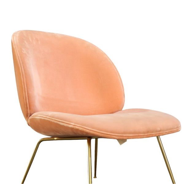 Gubi Beetle Pink Velvet Lounge Chair by GamFratsei @ REHAUS