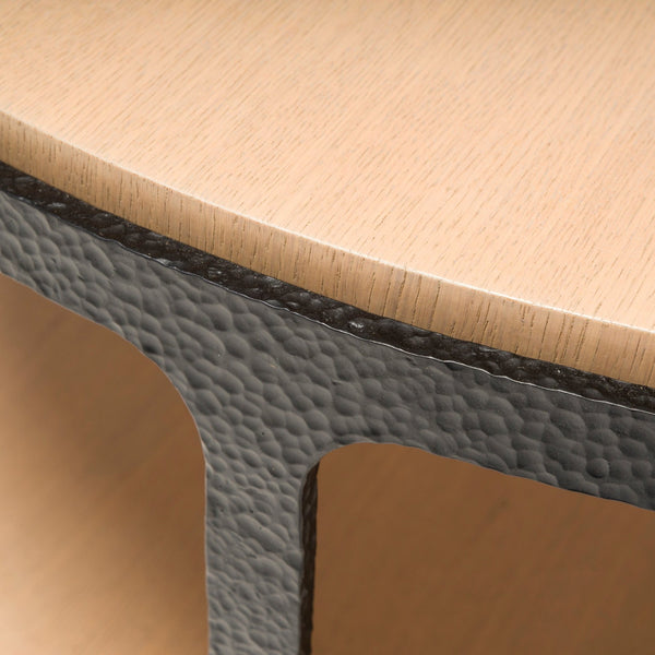 Holly Hunt Tudor Round Cocktail Coffee Table With Hand Forged Iron & Alpine Ash - REHAUS - Holly Hunt