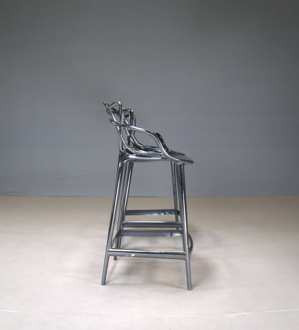 Kartell Masters Bar Stools in Titanium, Set of Two - REHAUS - Kartell