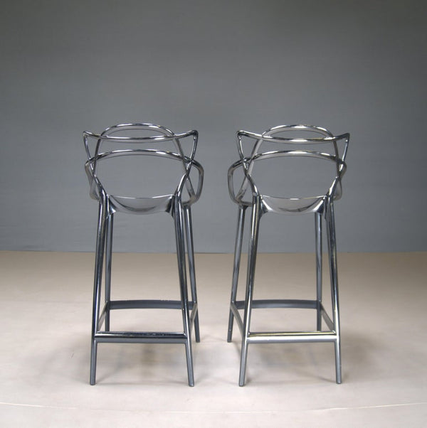 Kartell Masters Bar Stools in Titanium, Set of Two - REHAUS - Kartell